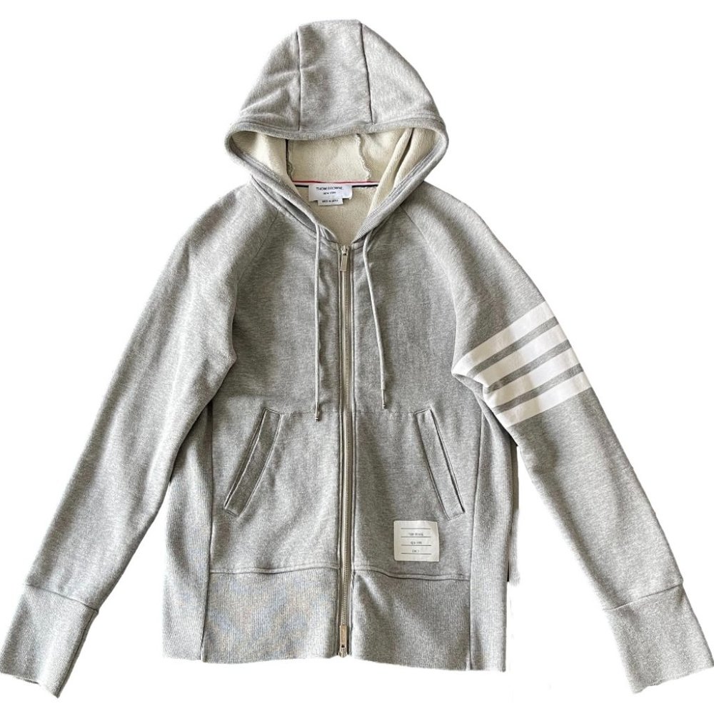 THOM BROWNE Gray 4-Bar Hoodi
